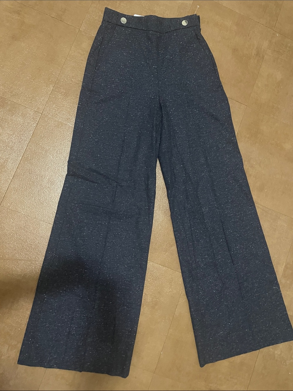 Boss Navy Sparkle Wide-Leg Pants